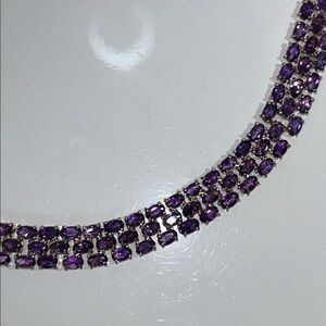 NWOT Genuine Amethyst Gemstone Gold Plate Sterling Silver Designer Line Bracelet